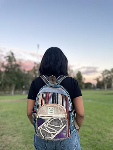 Small 13" cotton and hemp backpack, nepali backpack, himalayan backpack, Small 13" bag (BAG-008-SM)