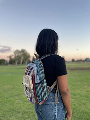 Small 13" cotton and hemp backpack, nepali backpack, himalayan backpack, Small 13" bag (BAG-008-SM)