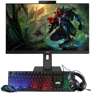 gaming all in one pc 24 inch fhd touchscreen, mtg yama, intel core i5 10th gen, 16gb ram, 1tb nvme, nvidia gt 730 4gb ddr3 graphics, webcam, dvd rw, rgb combo, windows 11 home