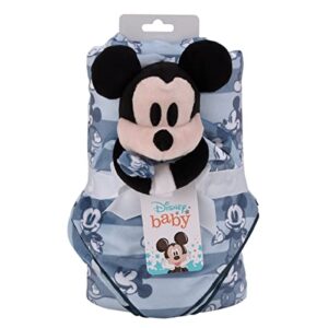 Disney Mickey Mouse Blue and Navy Striped Super Soft Sherpa Baby Blanket and Security Blanket 2-Piece Set