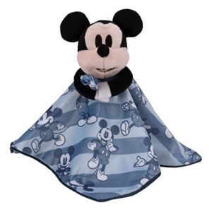 Disney Mickey Mouse Blue and Navy Striped Super Soft Sherpa Baby Blanket and Security Blanket 2-Piece Set