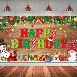 christmas birthday theme backdrop merry xmas happy birthday background with snowman and gnome pattern xmas birthday photo booth background christmas party backdrop for kids christmas party decoration