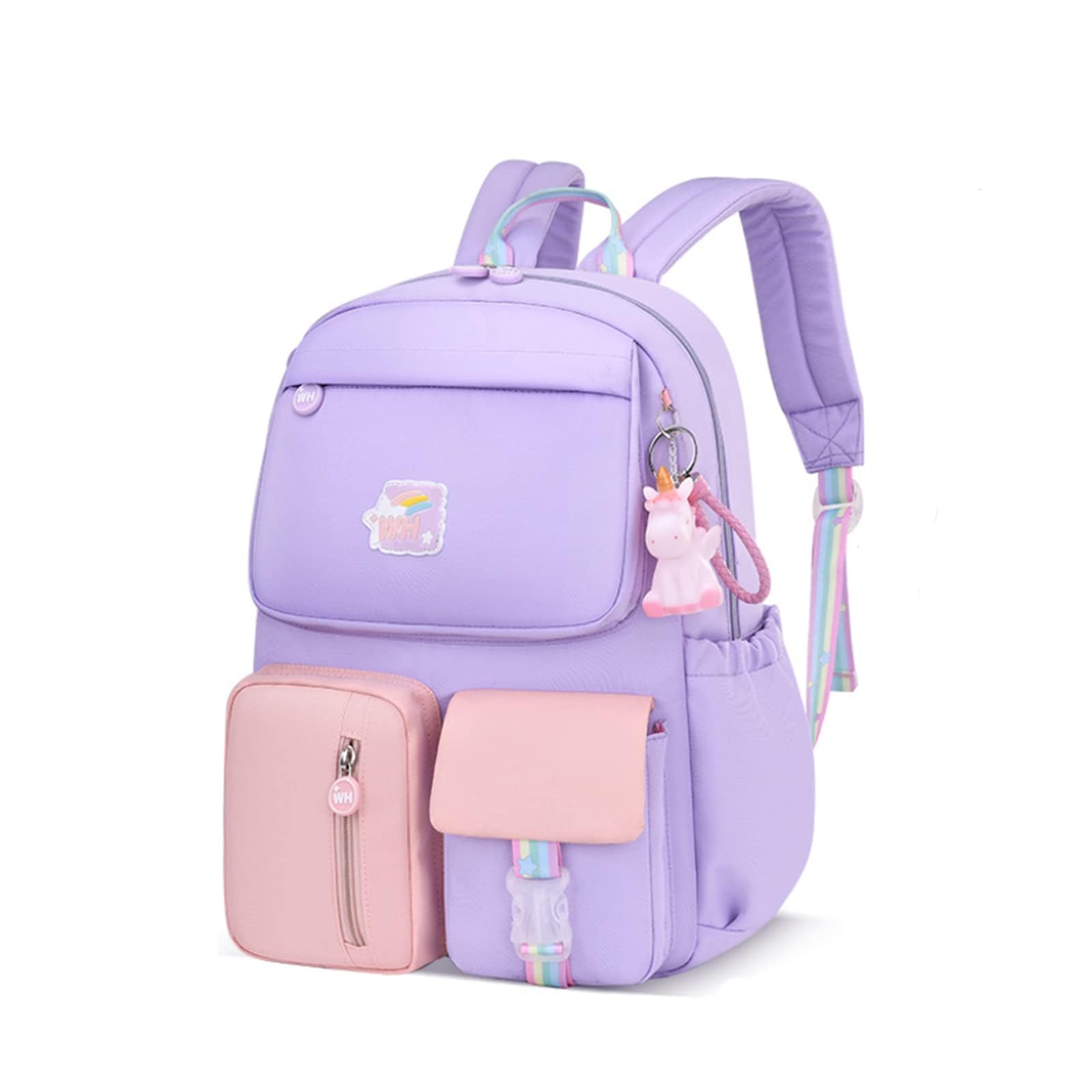 KEBEIXUAN Cute Backpacks for School Girls Aesthetic Bright Color Kids Backpack Bookbag for Girls 6-12 Years Old