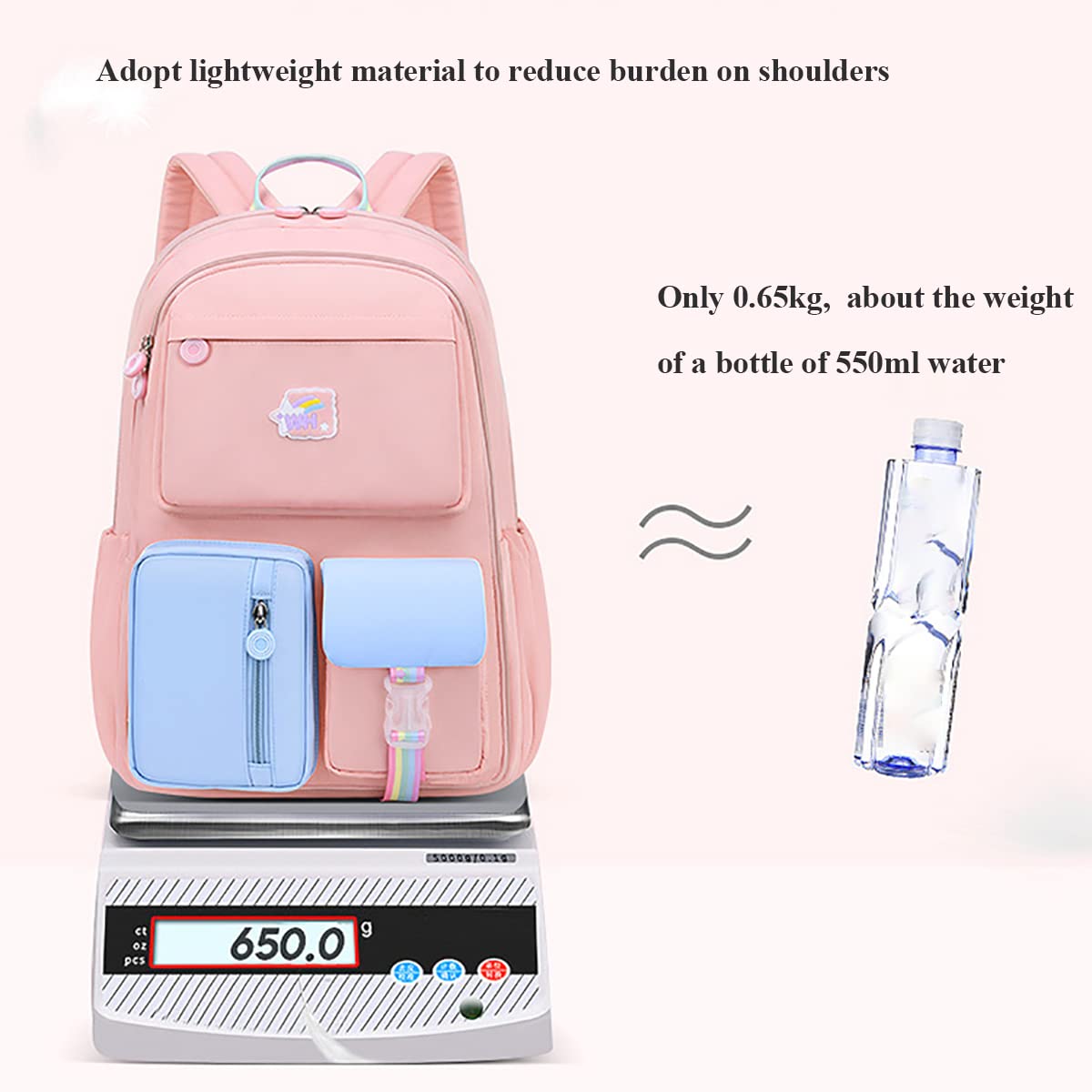 KEBEIXUAN Cute Backpacks for School Girls Aesthetic Bright Color Kids Backpack Bookbag for Girls 6-12 Years Old