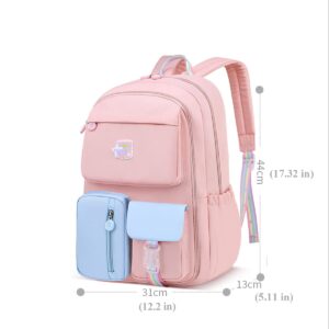 KEBEIXUAN Cute Backpacks for School Girls Aesthetic Bright Color Kids Backpack Bookbag for Girls 6-12 Years Old