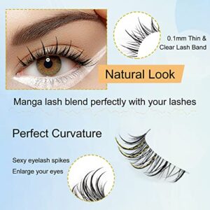 Anime Lashes With Clear Band Korean Lashes Natural Look 13mm Korean Eyelashes Wispy Anime Eyelashes 10 Pairs False Lashes Japanese Korean Natural Lashes Asian Lashes by Obeyalash
