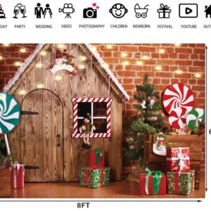 LTLYH 8X6ft Christmas Fabric Photography Backdrop Wooden House Candy Tree and Gifts for Kids Portrait Photo Studio Booth Photographer Props 119…