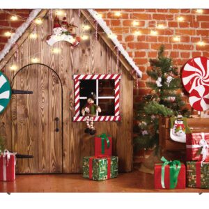 LTLYH 8X6ft Christmas Fabric Photography Backdrop Wooden House Candy Tree and Gifts for Kids Portrait Photo Studio Booth Photographer Props 119…