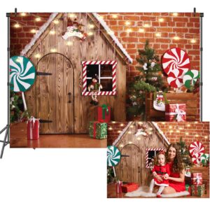 LTLYH 8X6ft Christmas Fabric Photography Backdrop Wooden House Candy Tree and Gifts for Kids Portrait Photo Studio Booth Photographer Props 119…