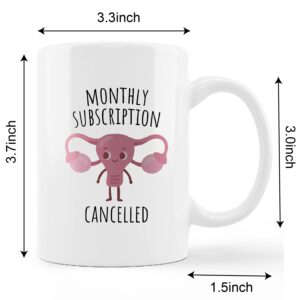 Funny Hysterectomy Mug Cup,Monthly Subscription Cancelled Ceramic Mug-11oz Coffee Milk Tea Mug Cup,Get Well Mug for Women After Hysterectomy Surgery,Hysterectomy Cup for Women