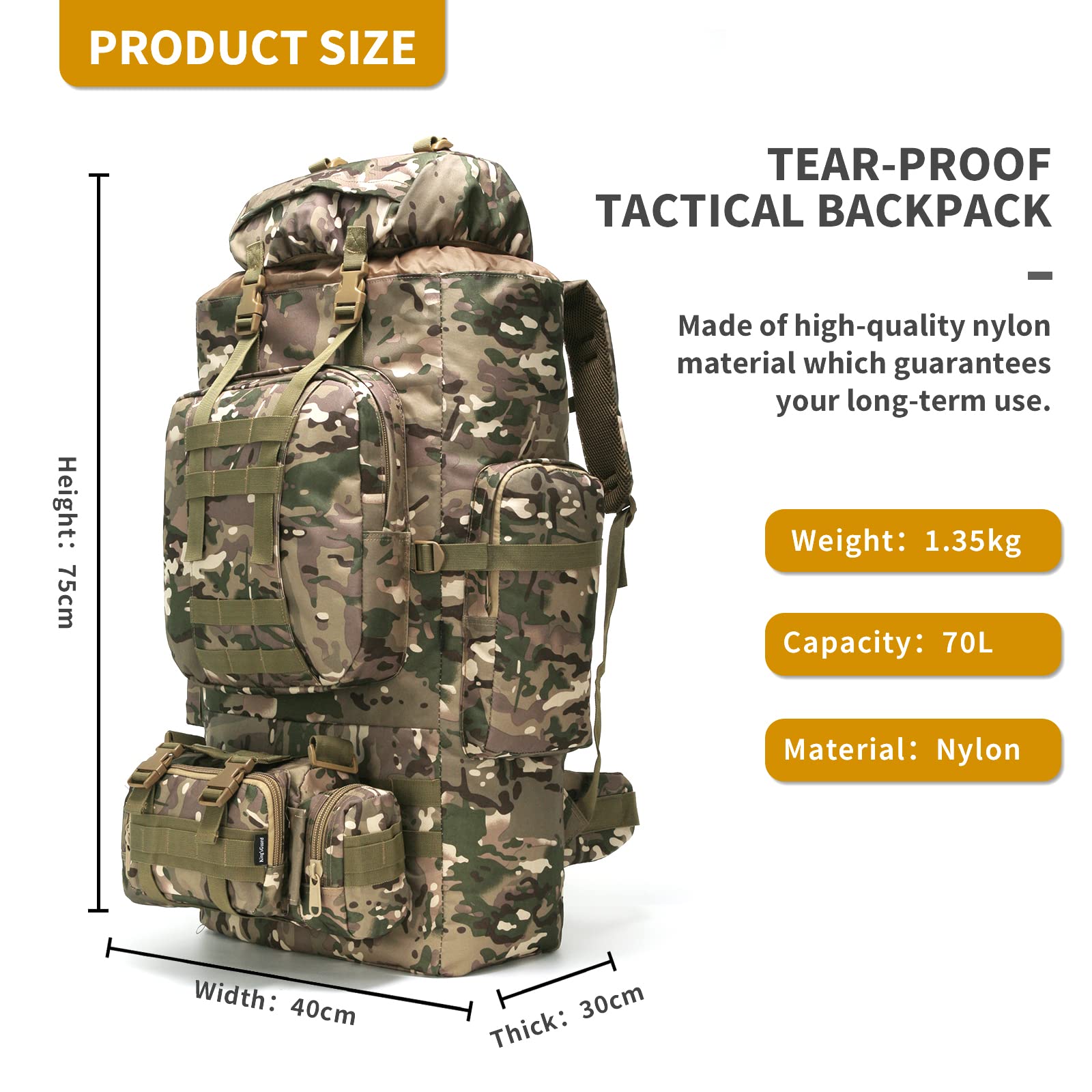 Tianya Outdoor Military Tactical Backpack Molle Assault Backpack Mountaineering Backpack Outdoor Sports Backpack