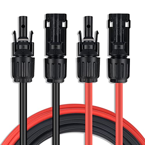 SGANGCAR Solar Extension Cable One Pair(30 Feet 10AWG) Solar Panel Cable with Female and Male Connectors(30FT Red + 30FT Black)