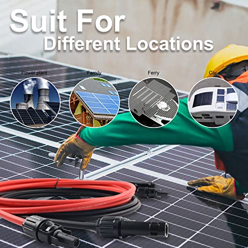 SGANGCAR Solar Extension Cable One Pair(30 Feet 10AWG) Solar Panel Cable with Female and Male Connectors(30FT Red + 30FT Black)