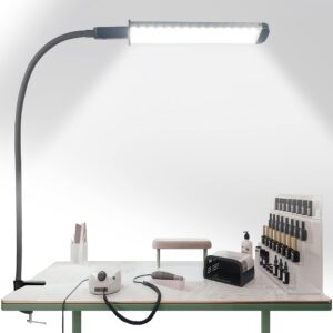 Desk Lamp for Nail Professionals – DAEV 27” Gooseneck Arm Nail Lamp for Desk, Bright Workbench Light, Hobby Light, Architect Lamp – 120 LEDs of Flicker-Free Daytime Light