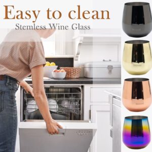 UNISWEET Stainless Steel Wine Glasses 17oz Unbreakable Wine Tumblers Stemless Camping Wine Glasses for Home Picnic Outdoors