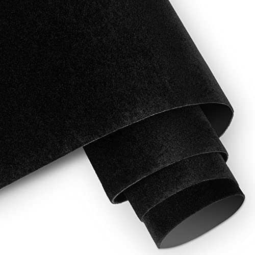 Decotalk Black Felt Fabric Self Adhesive Felt Sheets for Crafts 17.7"x120" Velvet Fabric Black Felt Sheets Felt Sticker for Crafts Black Velvet Drawer Liner Felt Fabric Felt Sheets with Sticky Backing