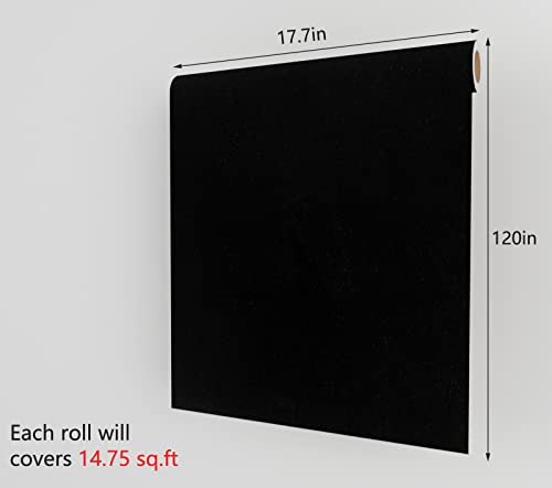 Decotalk Black Felt Fabric Self Adhesive Felt Sheets for Crafts 17.7"x120" Velvet Fabric Black Felt Sheets Felt Sticker for Crafts Black Velvet Drawer Liner Felt Fabric Felt Sheets with Sticky Backing