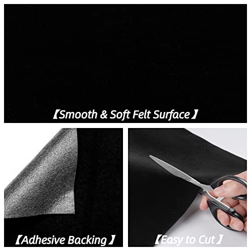 Decotalk Black Felt Fabric Self Adhesive Felt Sheets for Crafts 17.7"x120" Velvet Fabric Black Felt Sheets Felt Sticker for Crafts Black Velvet Drawer Liner Felt Fabric Felt Sheets with Sticky Backing