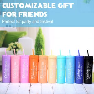 Thank You Teacher Gifts Employee Appreciation Gifts Graduation Gift 16 oz Inspirational Skinny Tumblers Bulk with Lid and Straw for Nurse Teacher Coworker Women Staff Team(Light Color, 10 Set)