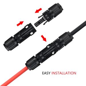 SGANGCAR Solar Extension Cable 6 Feet 10AWG Solar Panel Cable with Pair of Connectors and Adaptor Kit Tools (6FT Red + 6FT Black)