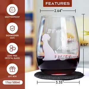 RorAem Wine Glasses Dog Wine Glasses Gifts for Dog Lovers - If The Dog Is Home Etched Stemless Wine Glass - Dog Lovers Gifts for Women -16oz