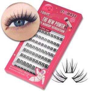 FLOMAZE Lash Clusters 100 Pcs DIY Eyelash Extension Wide Stem Lightweight Handmade Reusable Individual Lashes DIY at Home (Wings-100 pcs-Mixed)