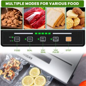 Vacuum Sealer Machine, HODAY Food Sealer with Built-in Cutter, Dry&Moist Mode, Automatic Vacuum Sealer Food Storage Machine, with 2 Bag Rolls 8”x7’ and 11”x10’ Compact Design, Easy to Clean