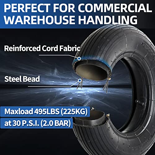 GICOOL 4.80/4.00-8 Replacement Tire and Inner Tube Set, 2 Pack, 15" Heavy Duty Tire and Wheel, TR-13 Straight Valve Stem, for wheelbarrow Trolley Dolly Garden Wagon Wheel Replacement