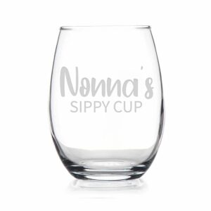 htdesigns nonna's sippy cup stemless wine glass - mother's day gift nonna wine gift - first time nonna new nonna gift - nonna wine glass