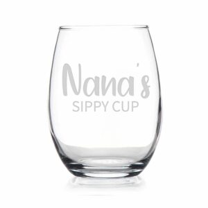 htdesigns nana's sippy cup stemless wine glass - mother's day gift nana wine gift - first time nana new nana gift - nana wine glass