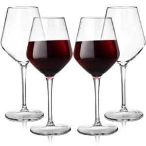 dicunoy 4 pack unbreakable stemmed wine glasses, 15 oz tritan outdoor wine glasses, hard plastic goblets glassware, reusable, bpa-free, classic wine cups for patio, poolside, camping