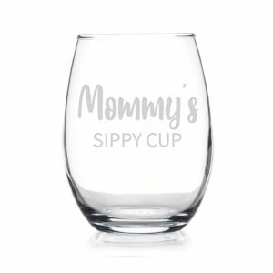 htdesigns mommy's sippy cup stemless wine glass - mother's day gift mommy wine gift - first time mommy new mommy gift - mommy wine glass