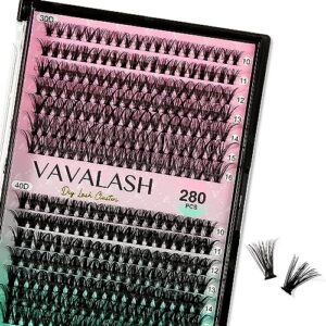 vavalash cluster lashes 30d+40d-0.07-d-10-16mix diy faux mink silk lash clusters for full eyelash extensions at home (30d+40d-0.07-d-10-16mm mix)