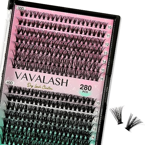 VAVALASH Cluster Lashes 30D+40D-0.07-D-10-16MIX DIY Faux Mink Silk Lash Clusters for Full Eyelash Extensions at Home (30D+40D-0.07-D-10-16mm Mix)