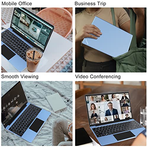 Ruzava 14" Laptop 6GB RAM 128GB SSD Traditional Laptops Computer Win 2.4G+5G WiFi BT 4.2 USB Adapter 1920x1080 FHD WOZIFAN with Wireless Mouse for Business Entertainment-Blue