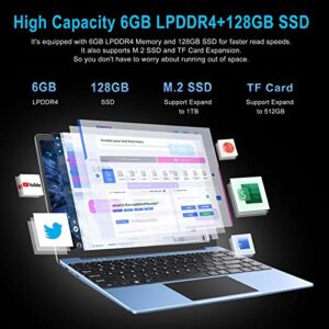 Ruzava 14" Laptop 6GB RAM 128GB SSD Traditional Laptops Computer Win 2.4G+5G WiFi BT 4.2 USB Adapter 1920x1080 FHD WOZIFAN with Wireless Mouse for Business Entertainment-Blue