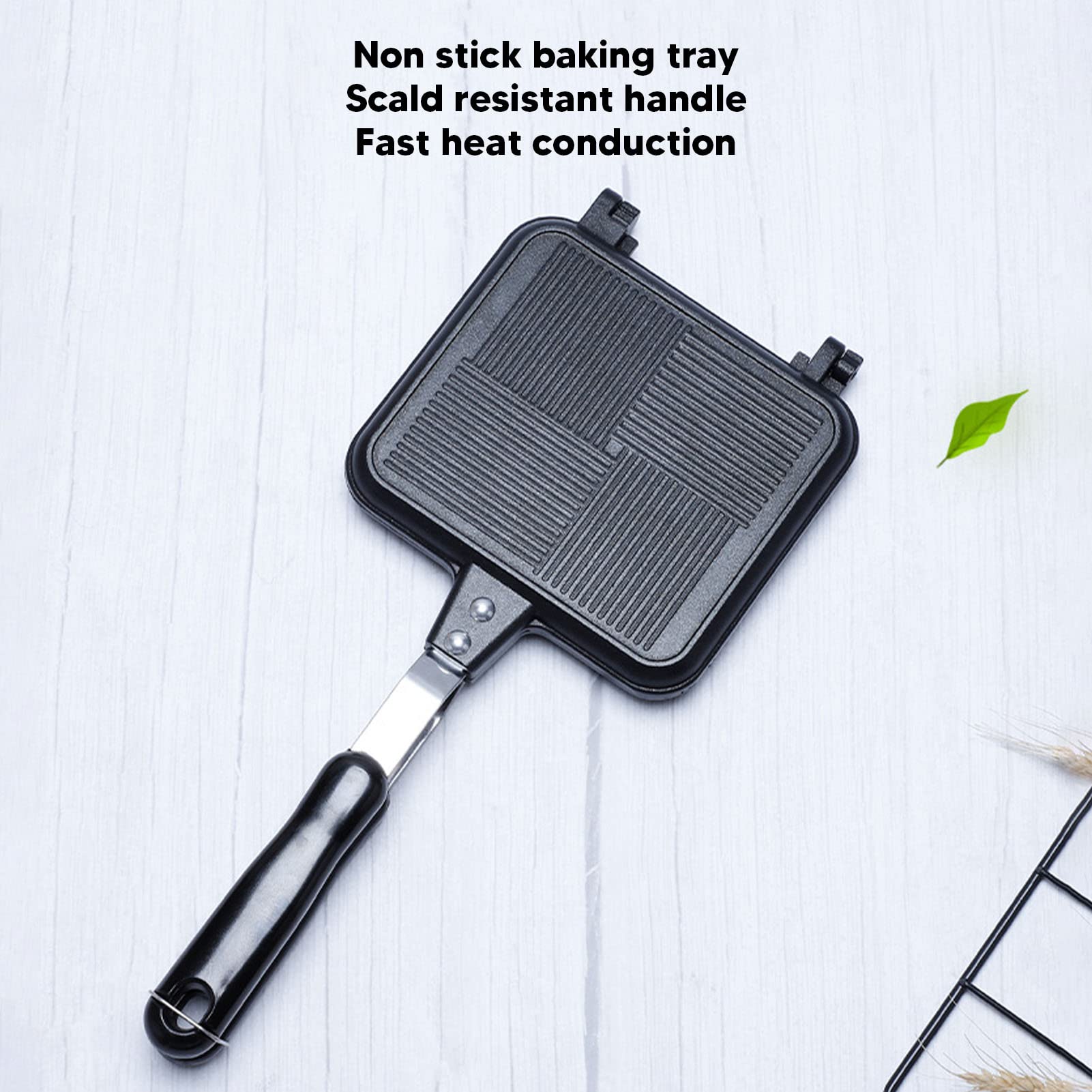 Fdit Hot Sandwich Maker,Kitchen Twill Removable Avoid Sticking Double Sided Heating Sandwich Pan Suitable for Kitchen Supplies