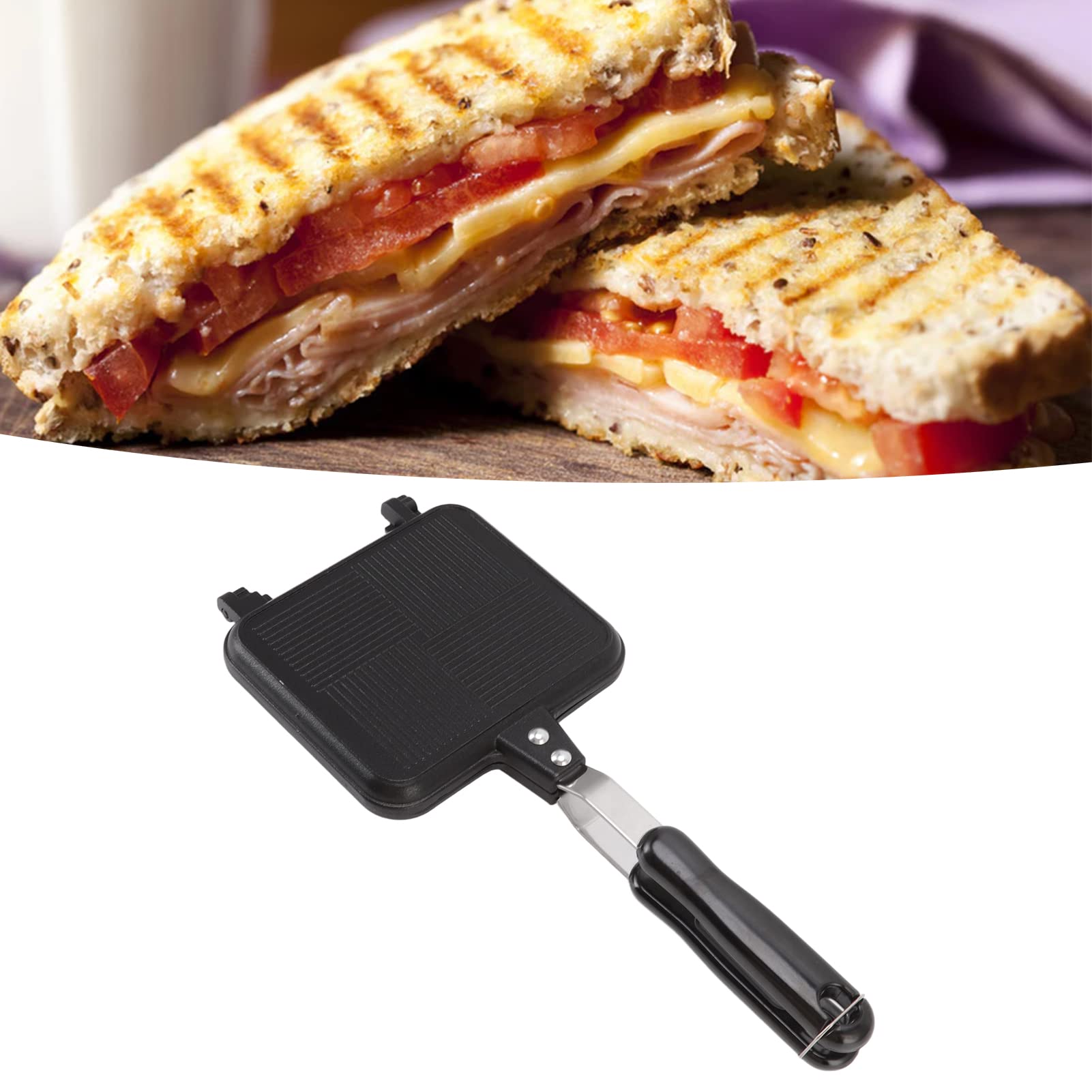 Fdit Hot Sandwich Maker,Kitchen Twill Removable Avoid Sticking Double Sided Heating Sandwich Pan Suitable for Kitchen Supplies