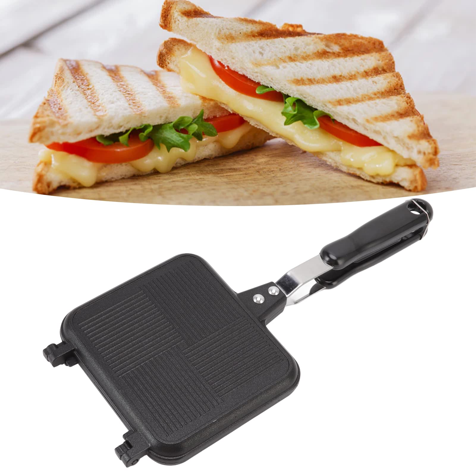 Fdit Hot Sandwich Maker,Kitchen Twill Removable Avoid Sticking Double Sided Heating Sandwich Pan Suitable for Kitchen Supplies