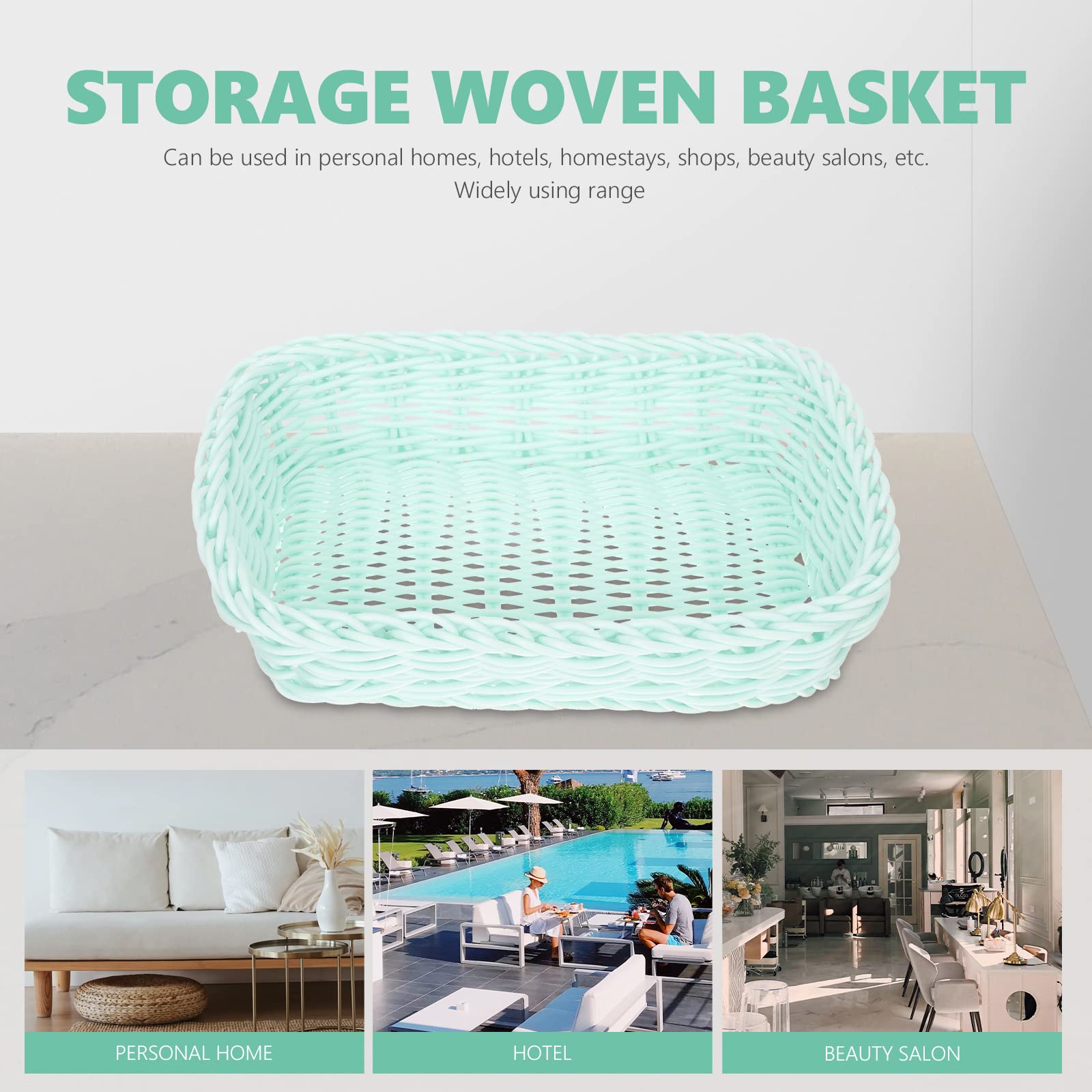 LUOZZY Wicker Woven Storage Basket Tabletop Storage Basket Woven Basket House Supplies (Light Green)