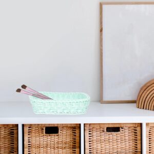 LUOZZY Wicker Woven Storage Basket Tabletop Storage Basket Woven Basket House Supplies (Light Green)