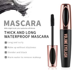 3 PCS 4D Silk Fiber Lash Mascara Waterproof Mascara Eyelash Extension Thicker Voluminous Eyelashes, Smudge-proof, Long-Lasting, Dramatic Extension, Smudge-proof, Hypoallergenic Formula (3 Packs)