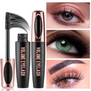 3 PCS 4D Silk Fiber Lash Mascara Waterproof Mascara Eyelash Extension Thicker Voluminous Eyelashes, Smudge-proof, Long-Lasting, Dramatic Extension, Smudge-proof, Hypoallergenic Formula (3 Packs)