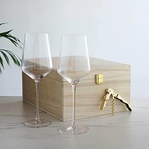 Viski Corkscrew Gift Box Wine Glass Sets, Set of 3, Clear (10990)