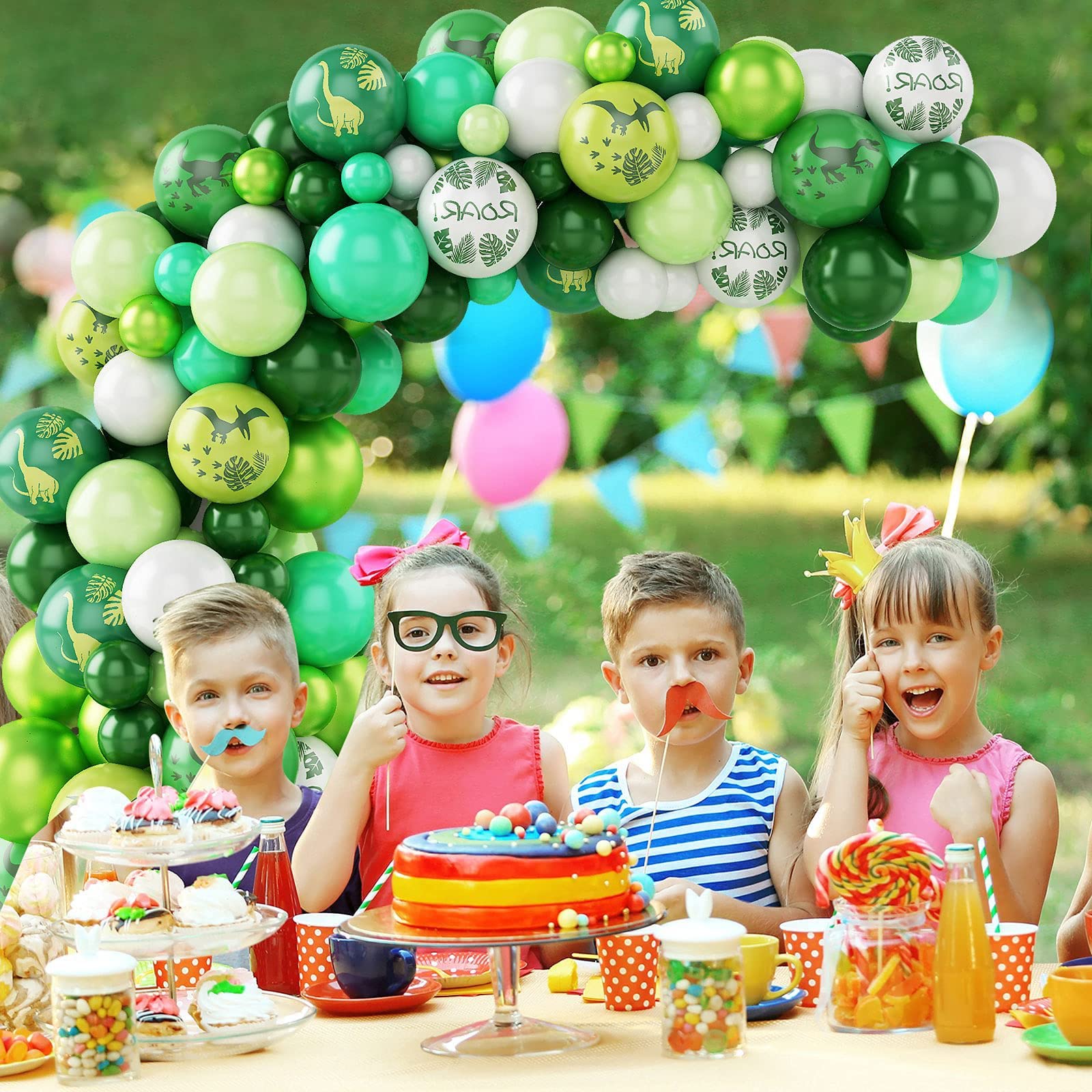 Dinosaur Balloon Arch,100pcs Dinosaur Party Decorations,Dinosaur Birthday Party Supplies for Dino Themed Kid's Party,Celebration