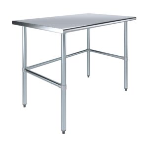 express kitchquip open base stainless steel work table with galvanized