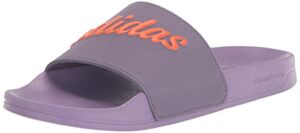 adidas women's adilette shower slide sandal, shadow violet/impact orange/violet fusion, 7