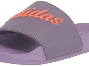 adidas Women's Adilette Shower Slide Sandal, Shadow Violet/Impact Orange/Violet Fusion, 7