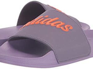 adidas Women's Adilette Shower Slide Sandal, Shadow Violet/Impact Orange/Violet Fusion, 7