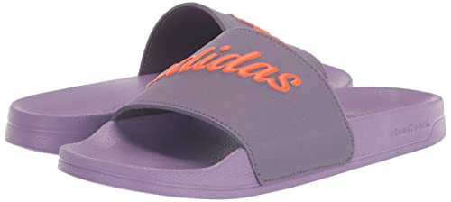 adidas Women's Adilette Shower Slide Sandal, Shadow Violet/Impact Orange/Violet Fusion, 7